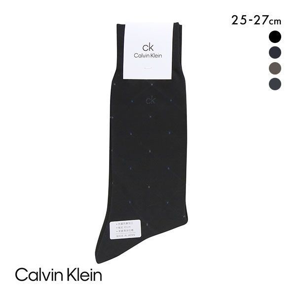 【メール便(7)】 カルバン・クライン Calvin Klein Dress ドット×格子柄 メンズソックス ビジネス 抗菌防臭 足底メッシュ ドレス クルー